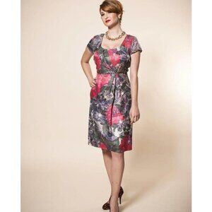 BANANA REPUBLIC Linen Blend Printed Bobbie Shift Dress Sz 0 Mad Men Collection